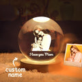 Custom 2D Photo Crystal Ball Night Light Personalized Photo Crystal Light for Mother's Day