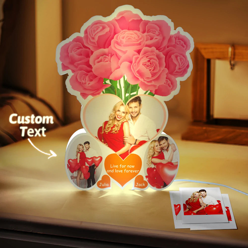 Personalized Rose Photo Lights Gift for Lover