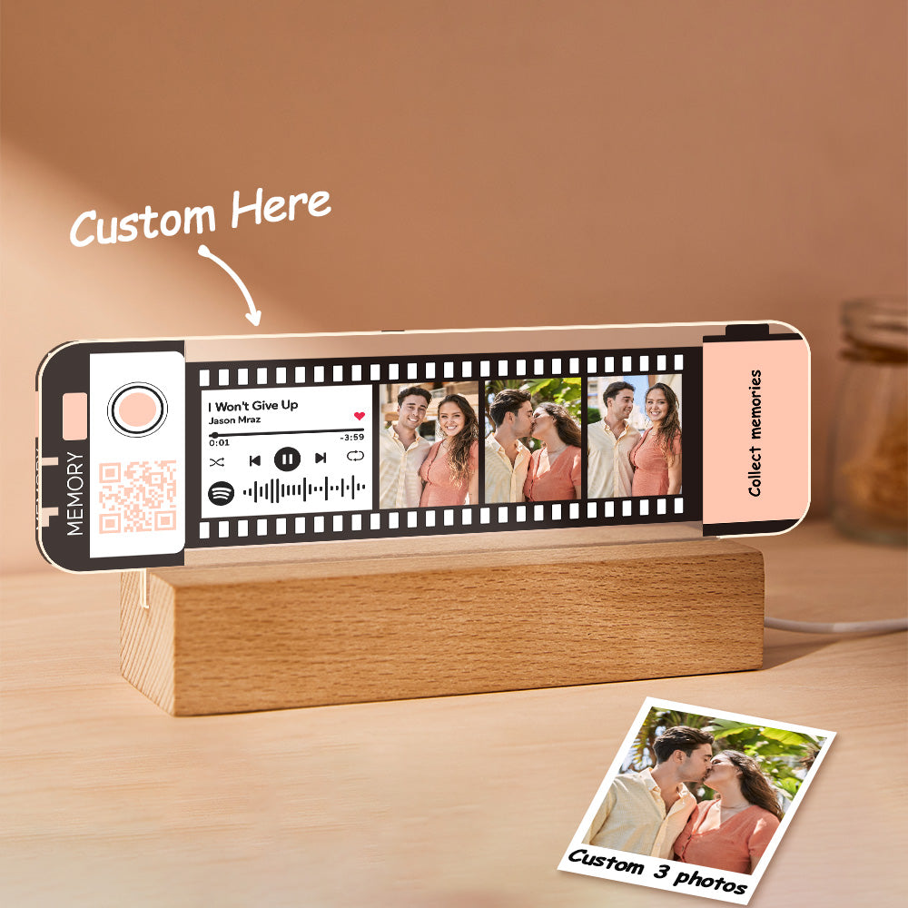 Custom Spotify Code Acrylic Music Filmstrip Plaque Night Light Gift For Couples