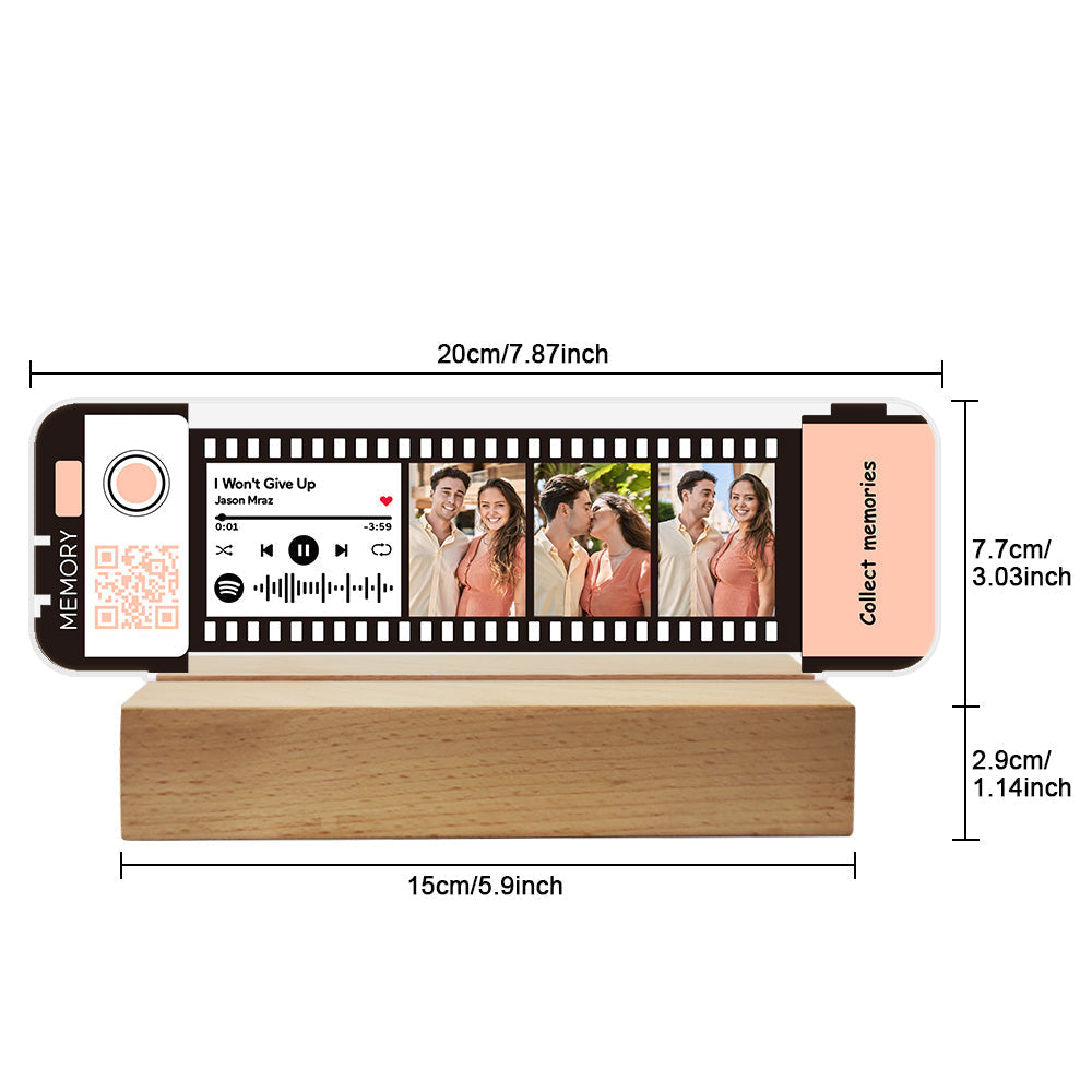 Custom Spotify Code Acrylic Music Filmstrip Plaque Night Light Gift For Couples