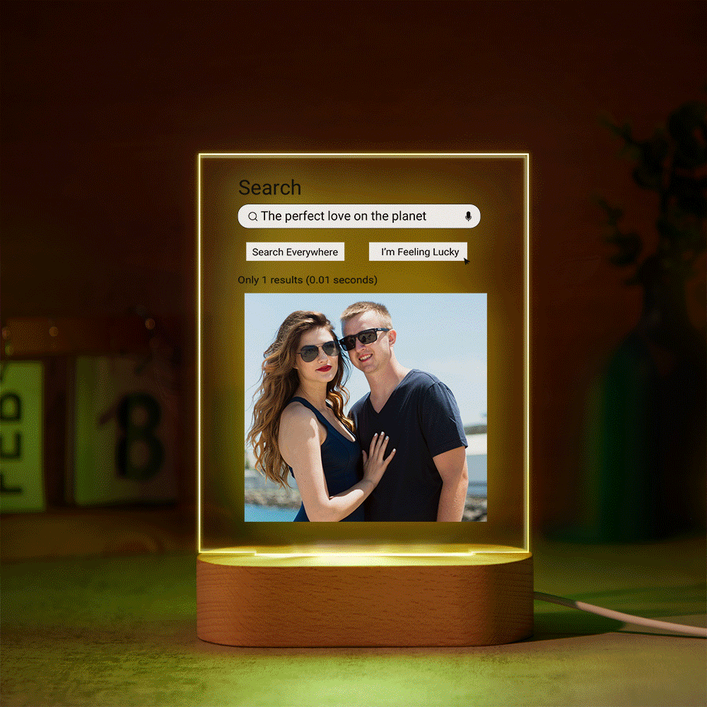 Custom Photo Google Search Colorful Lamp Acrylic 3D Printed Night Light Proposal Anniversary Day Gift