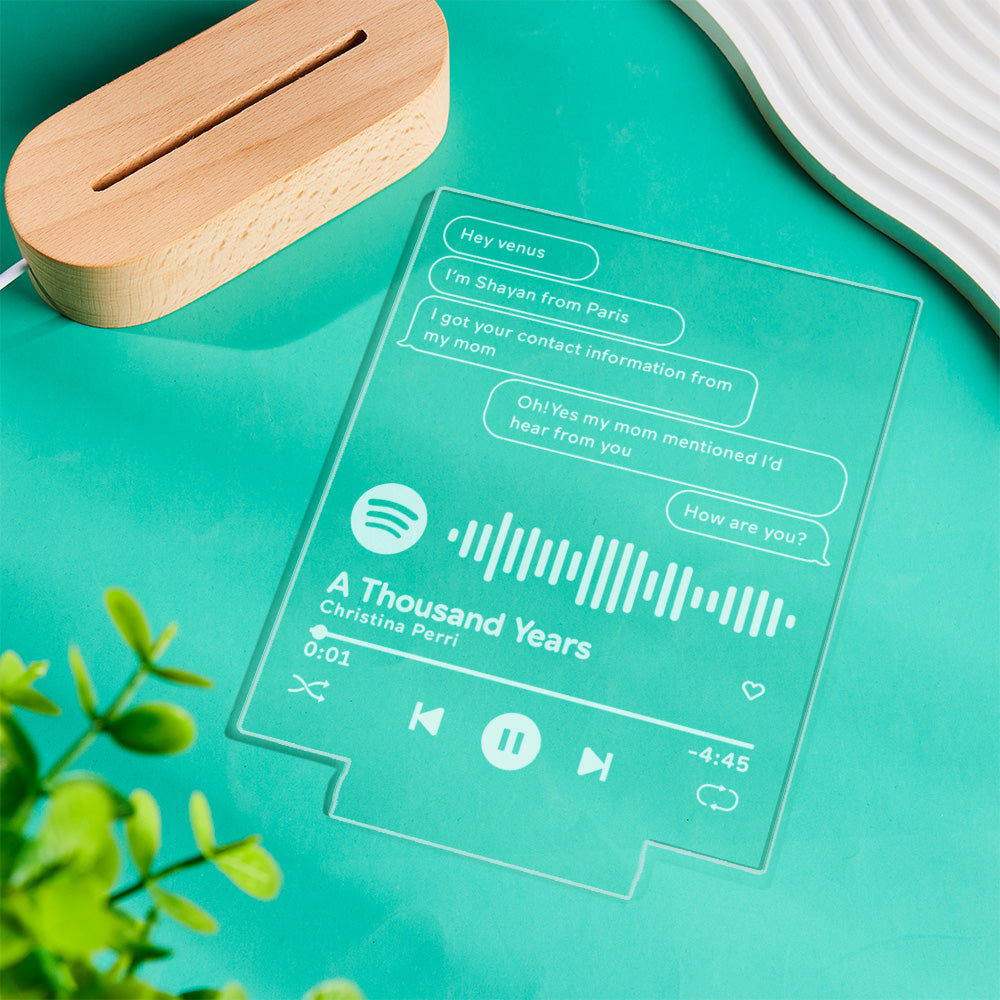 Custom Message Music Plaque Lamp Scannable Spotify Code Colorful Night Light Valentine's Day Gift