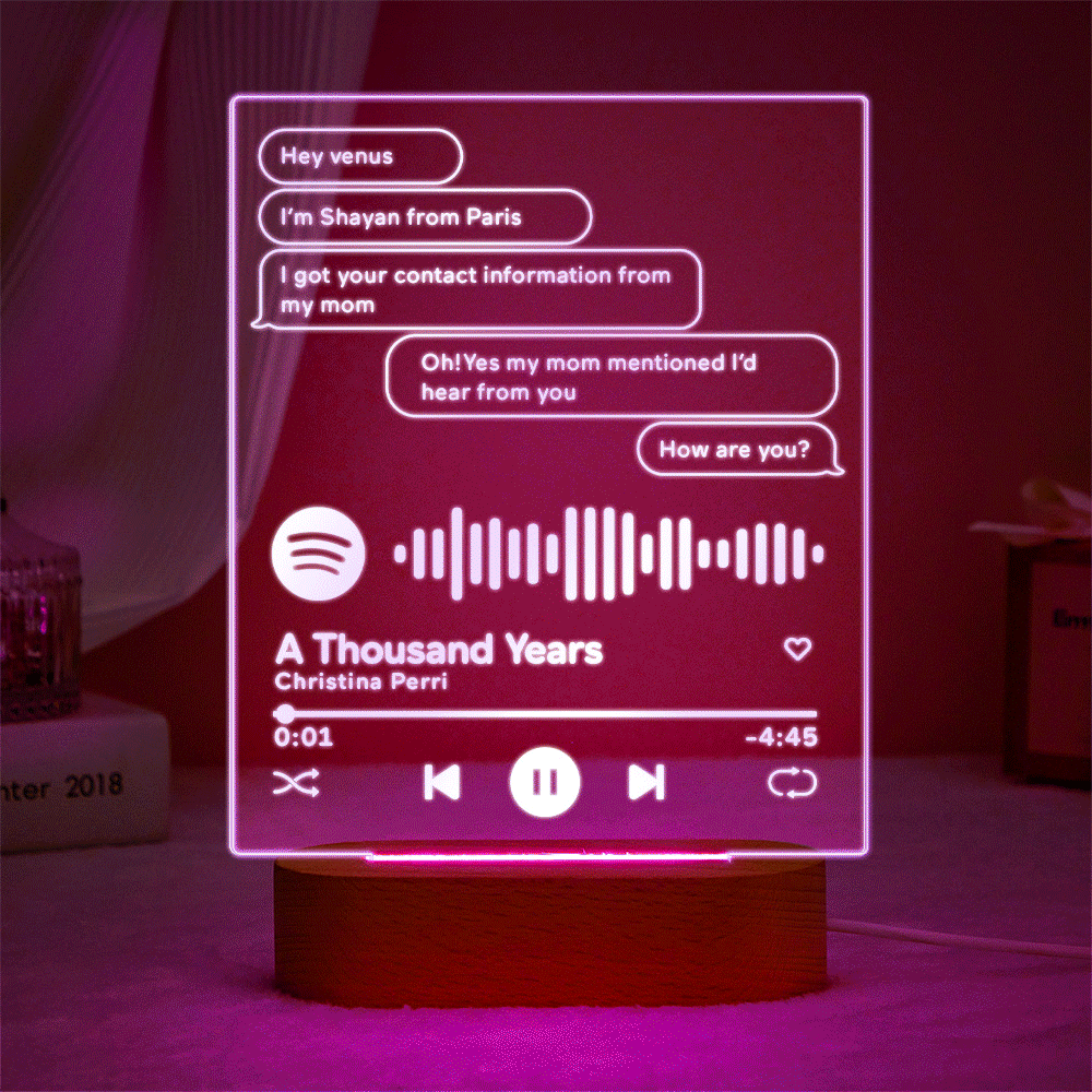 Custom Message Music Plaque Lamp Scannable Spotify Code Colorful Night Light Valentine's Day Gift