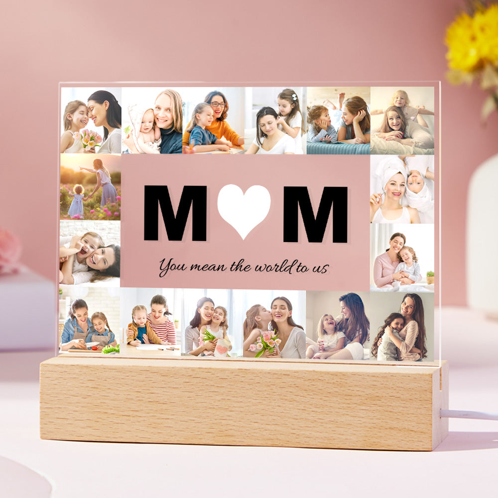 Custom Photo Acrylic Light Engraved Night Lights Home Ornaments Gift for Mom