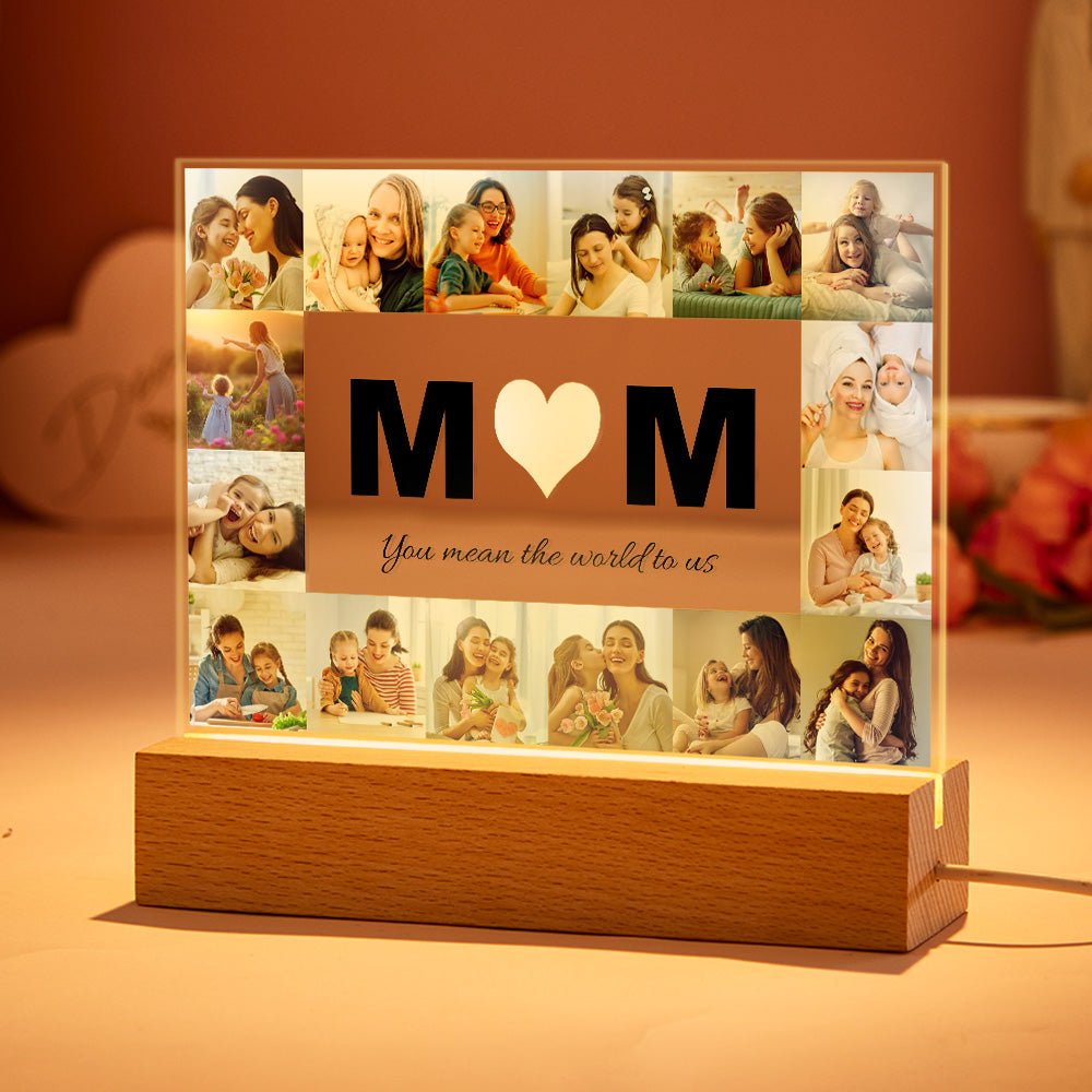 Custom Photo Acrylic Light Engraved Night Lights Home Ornaments Gift for Mom