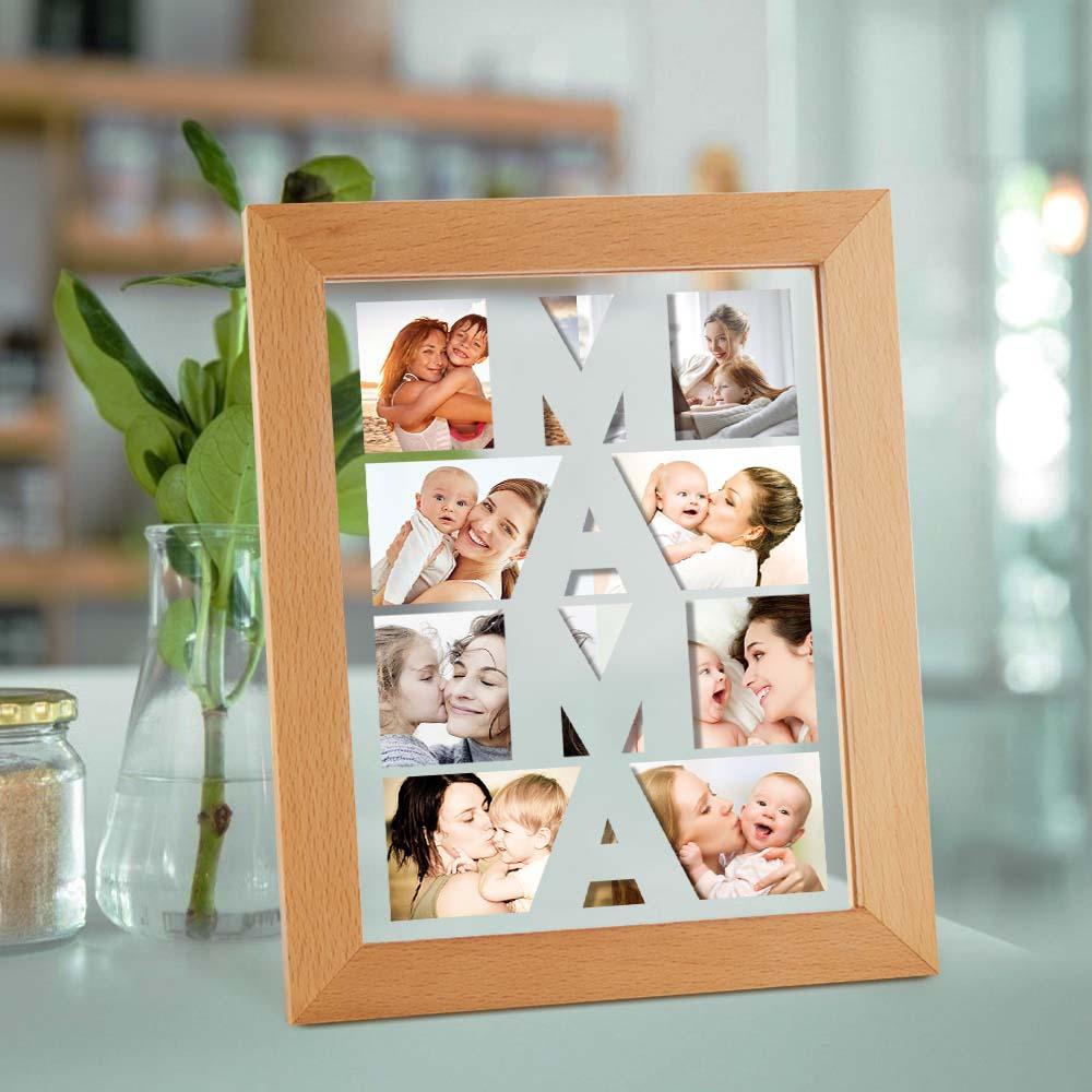 Custom Photo Night Light Wooden Frame Night Light Gift for Mom