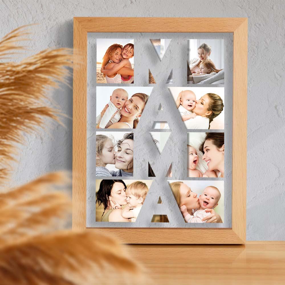 Custom Photo Night Light Wooden Frame Night Light Gift for Mom