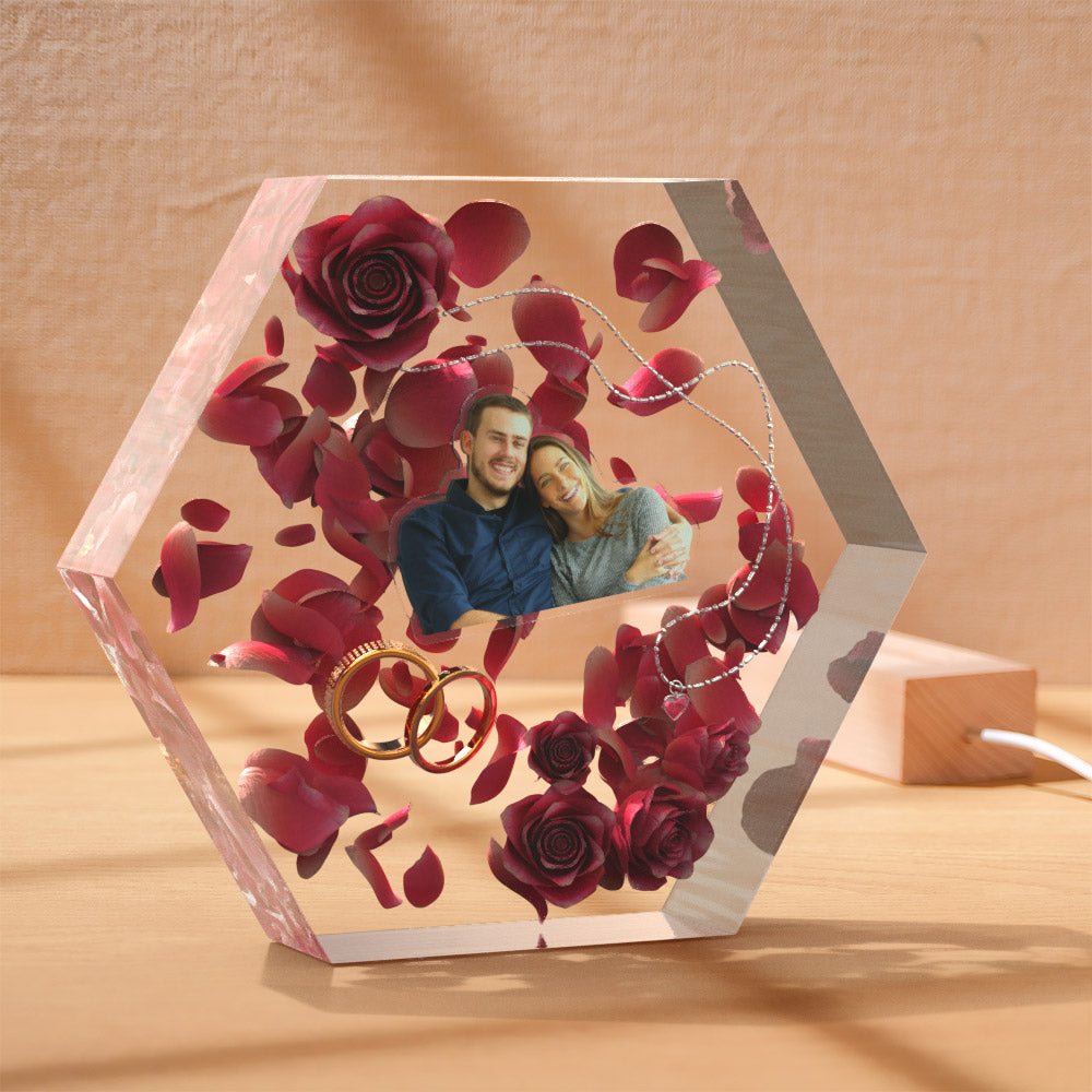 Custom Photo Night Light Hexagon Epoxy Home Gifts