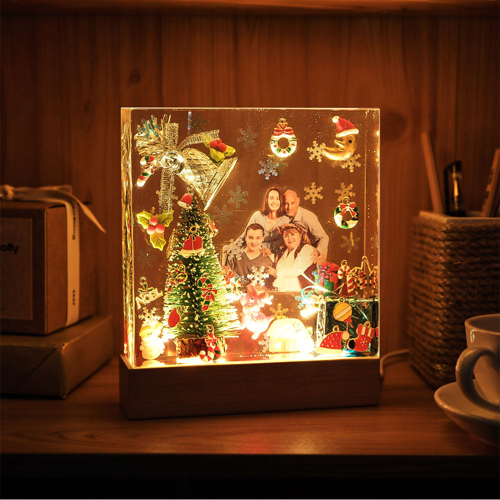 Custom Photo Night Light Square Christmas Home Epoxy Gifts