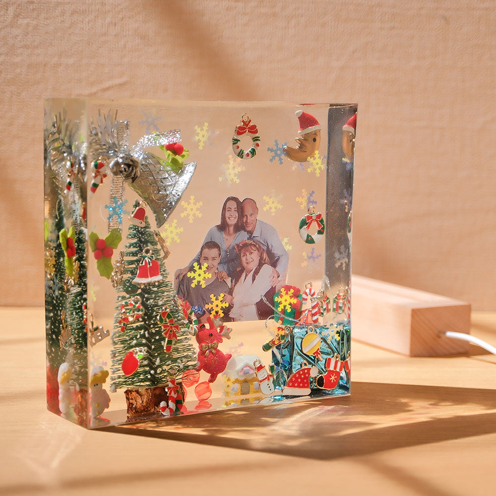 Custom Photo Night Light Square Christmas Home Epoxy Gifts