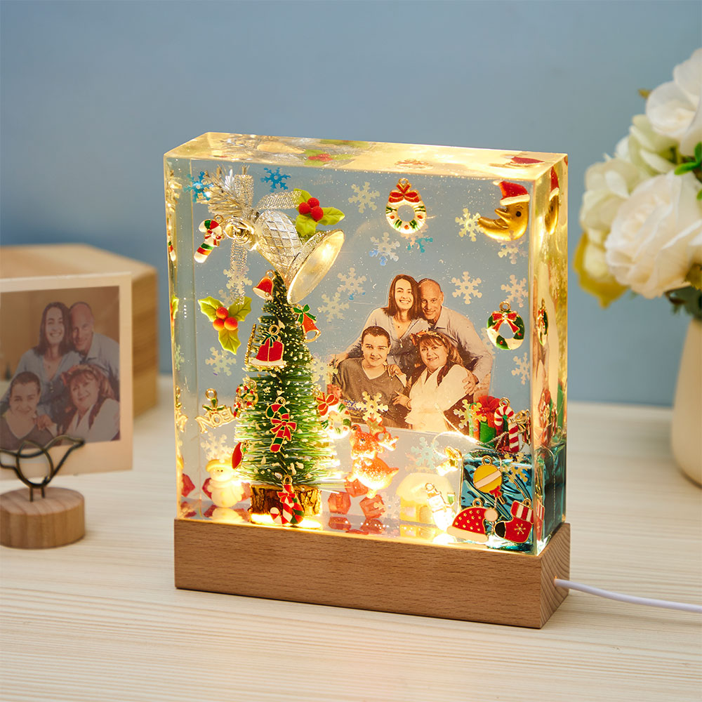 Custom Photo Night Light Square Christmas Home Epoxy Gifts