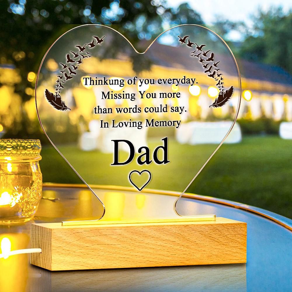 Custom Heart Night Light In Loving Memory of Dad