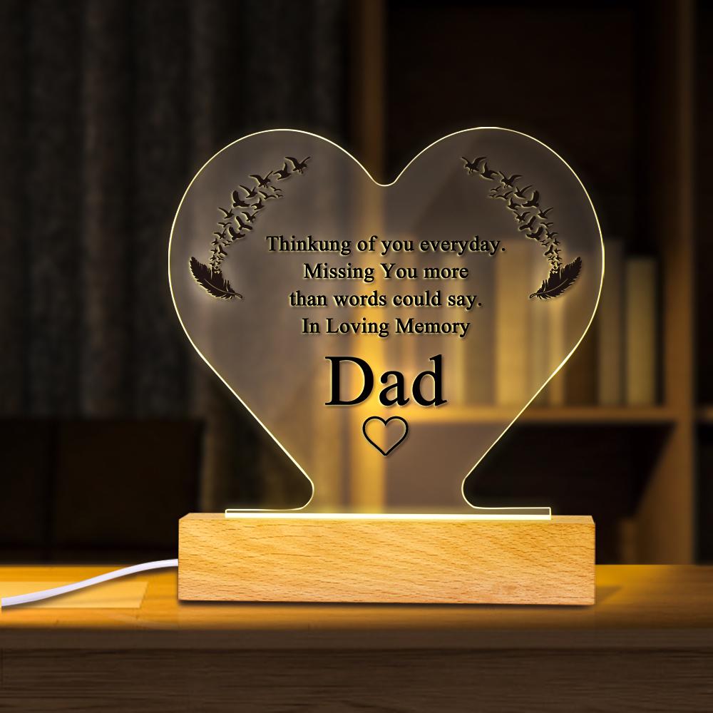 Custom Heart Night Light In Loving Memory of Dad