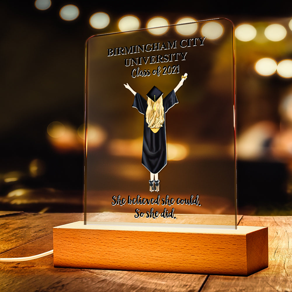 Custom Graduation Gift Personalized Lamp Masters Degree For Her