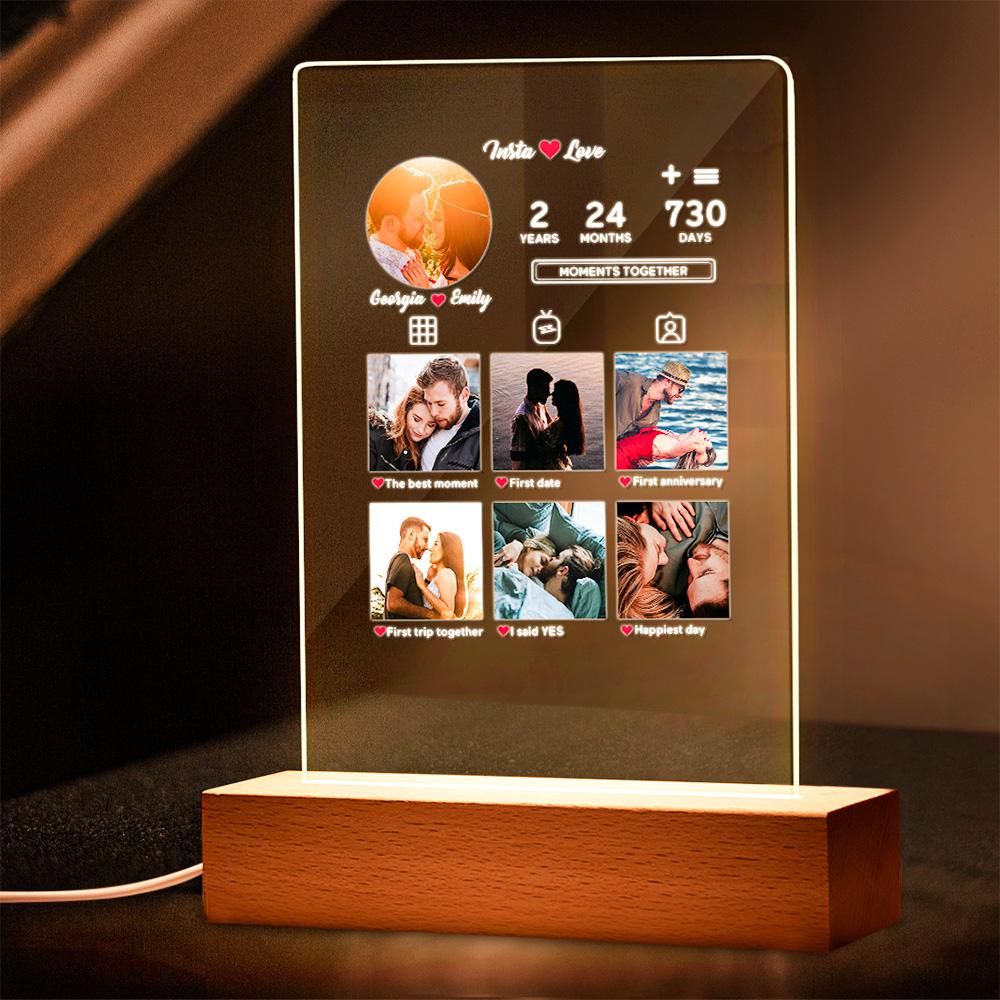 Custom Photo Night Light Anniversary Gift Personalised Photo Lamp Anniversary Gift Acrylic Night Light