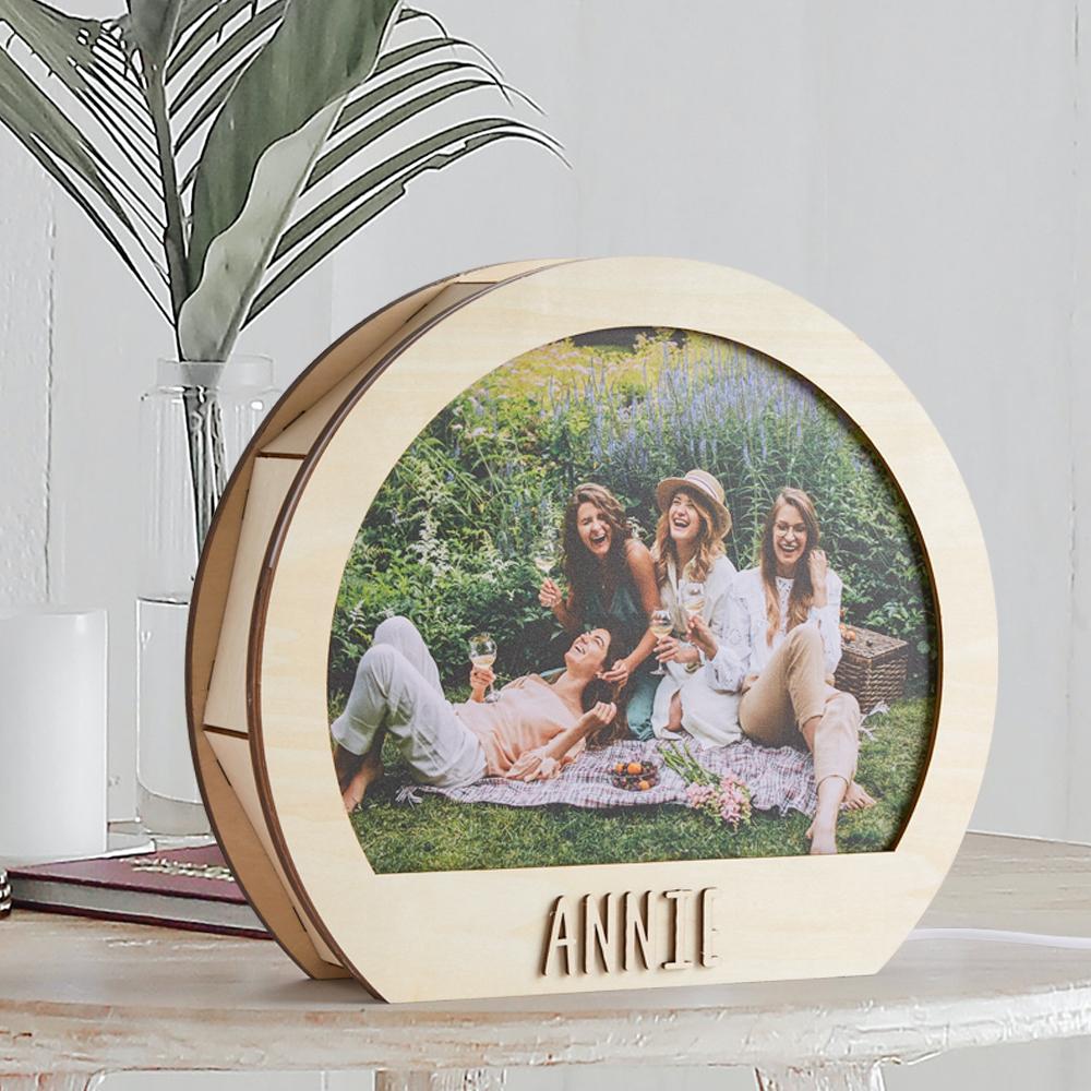 Custom Photo Engraved Night Light Decoration Room Wooden Lamp
