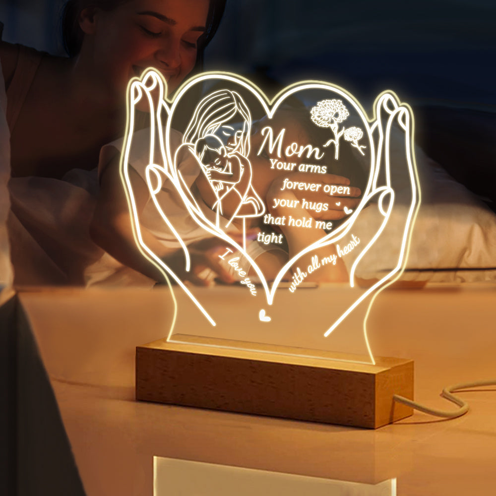 Personalized Mom Acrylic Night Light Gift for Mom from Daughter Son