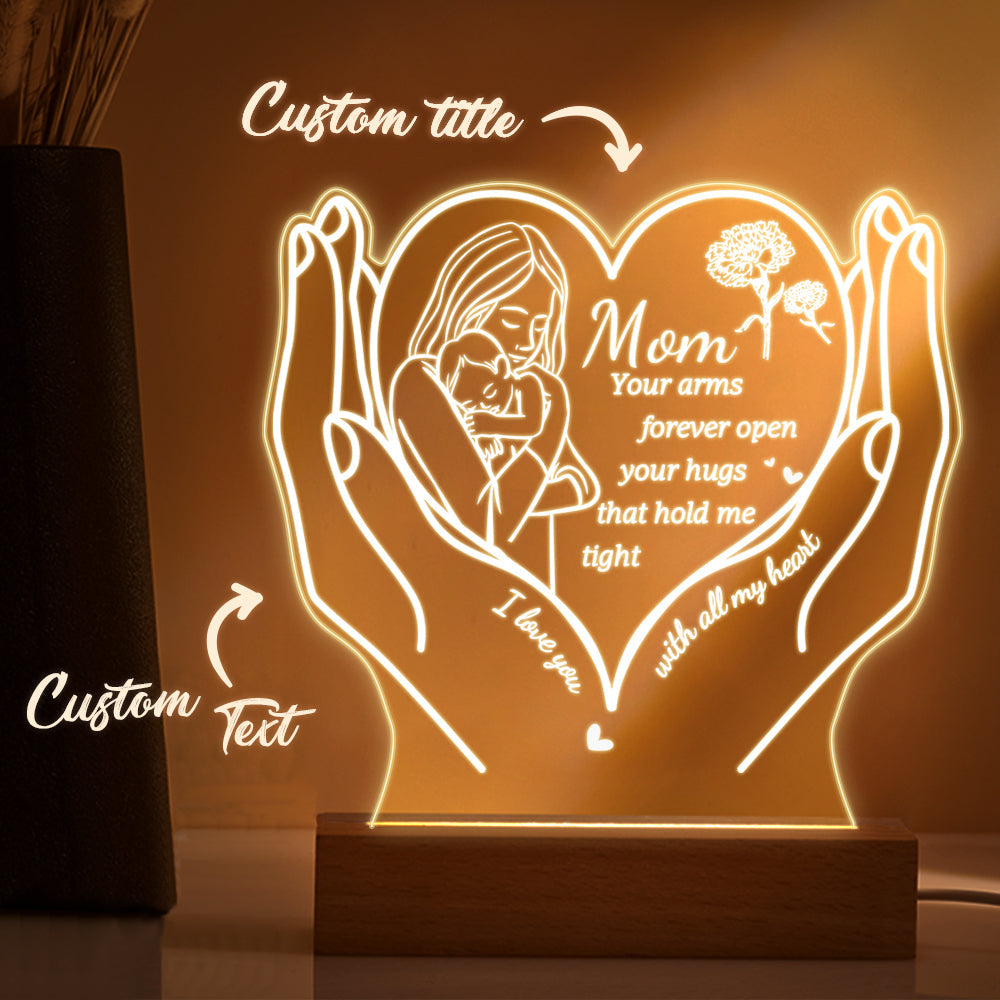 Personalized Mom Acrylic Night Light Gift for Mom from Daughter Son