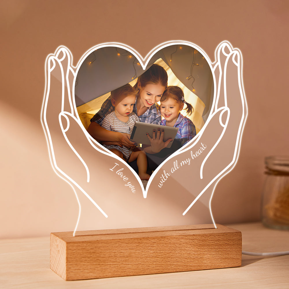 Personalized Photo Acrylic Night Light Gift for Mom from Daughter Son