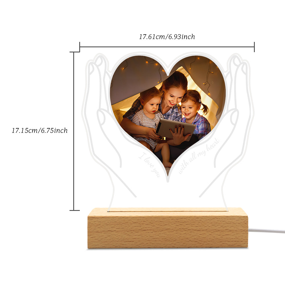 Personalized Photo Acrylic Night Light Gift for Mom from Daughter Son