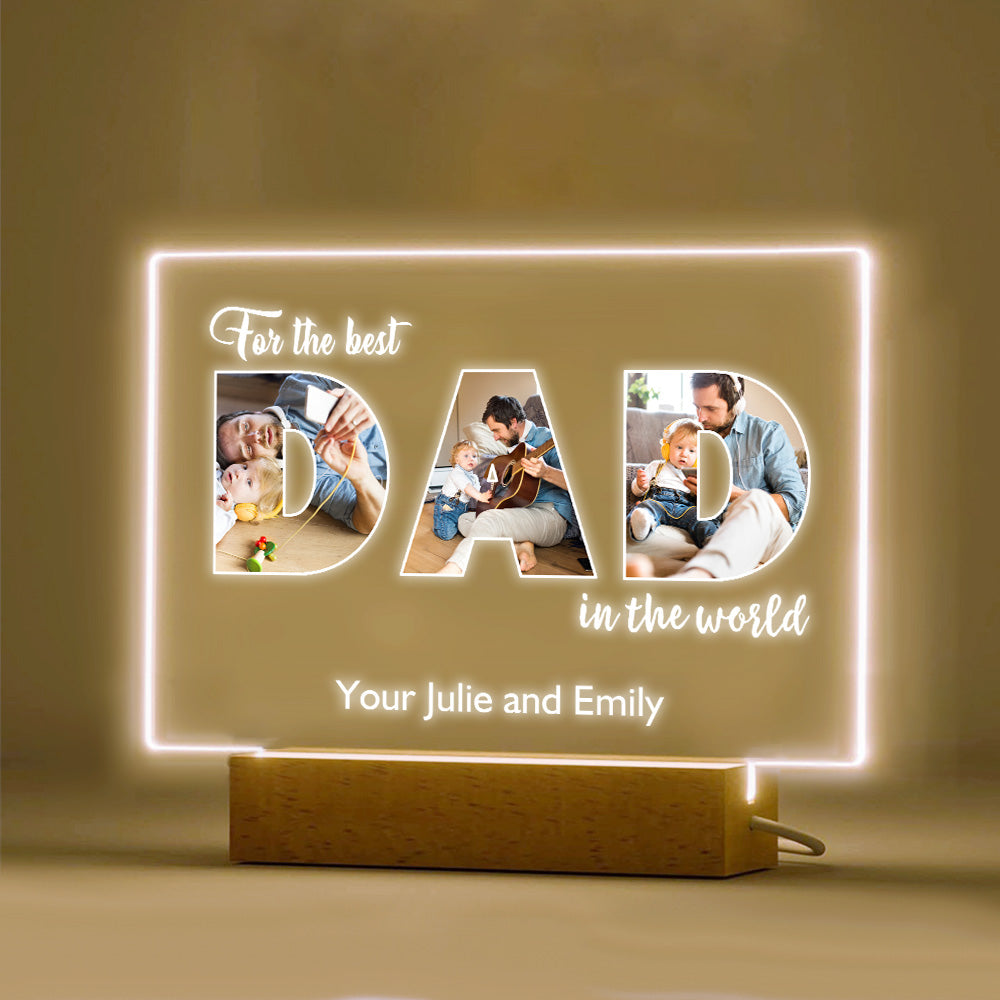 Custom Father's Day Night Light Personalized Photo Acrylic Lamp Gifts for Dad
