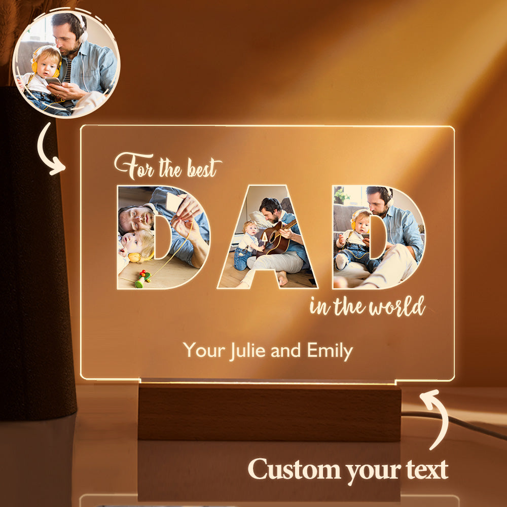 Custom Father's Day Night Light Personalized Photo Acrylic Lamp Gifts for Dad