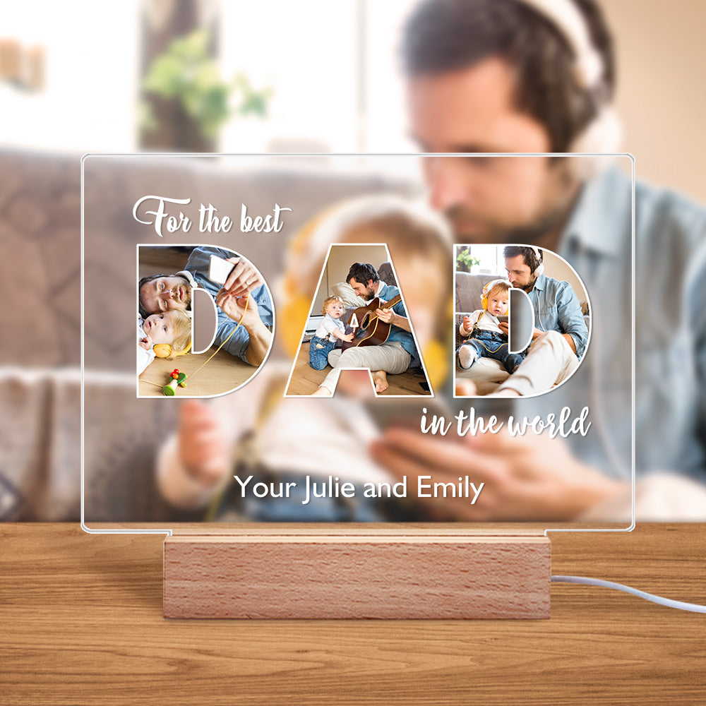 Custom Father's Day Night Light Personalized Photo Acrylic Lamp Gifts for Dad