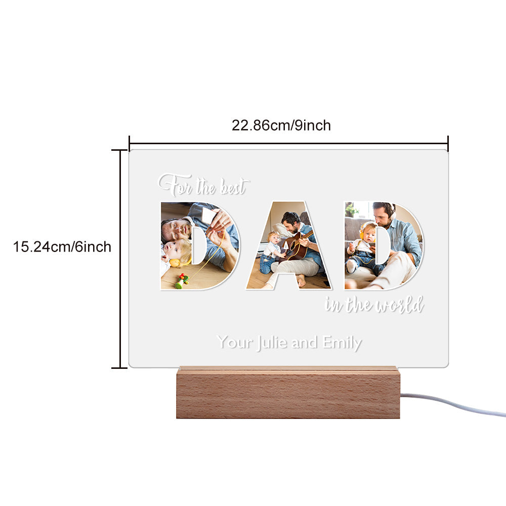 Custom Father's Day Night Light Personalized Photo Acrylic Lamp Gifts for Dad