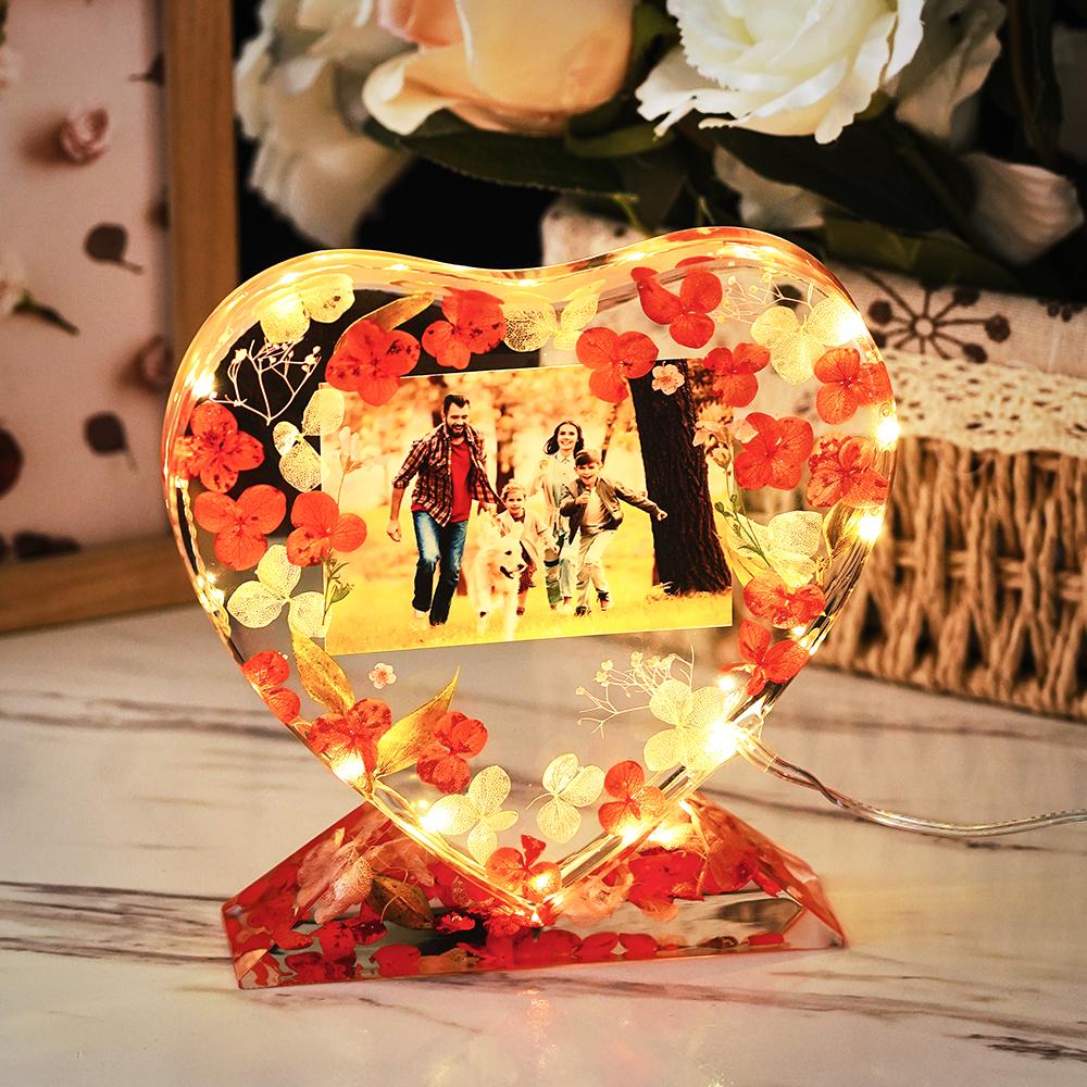 Custom Photo Dried Flowers Colorful Night Lights Exquisite Christmas Gifts