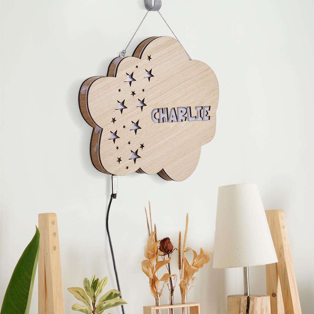 Custom Engraved Wooden Cloud Night Light Home Cozy Furnishing
