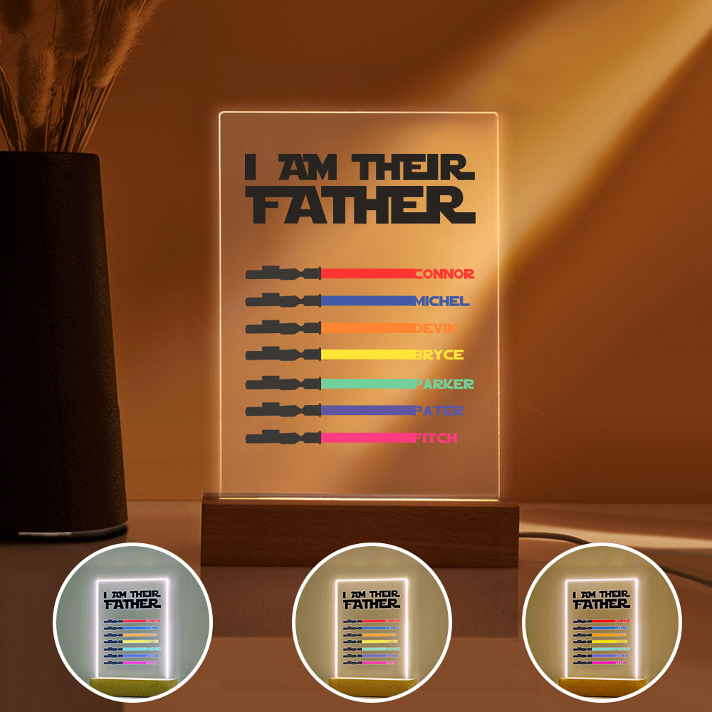 Personalized I Am Their Father Night Light Acrylic Light Saber Plaque Father's Day Gifts