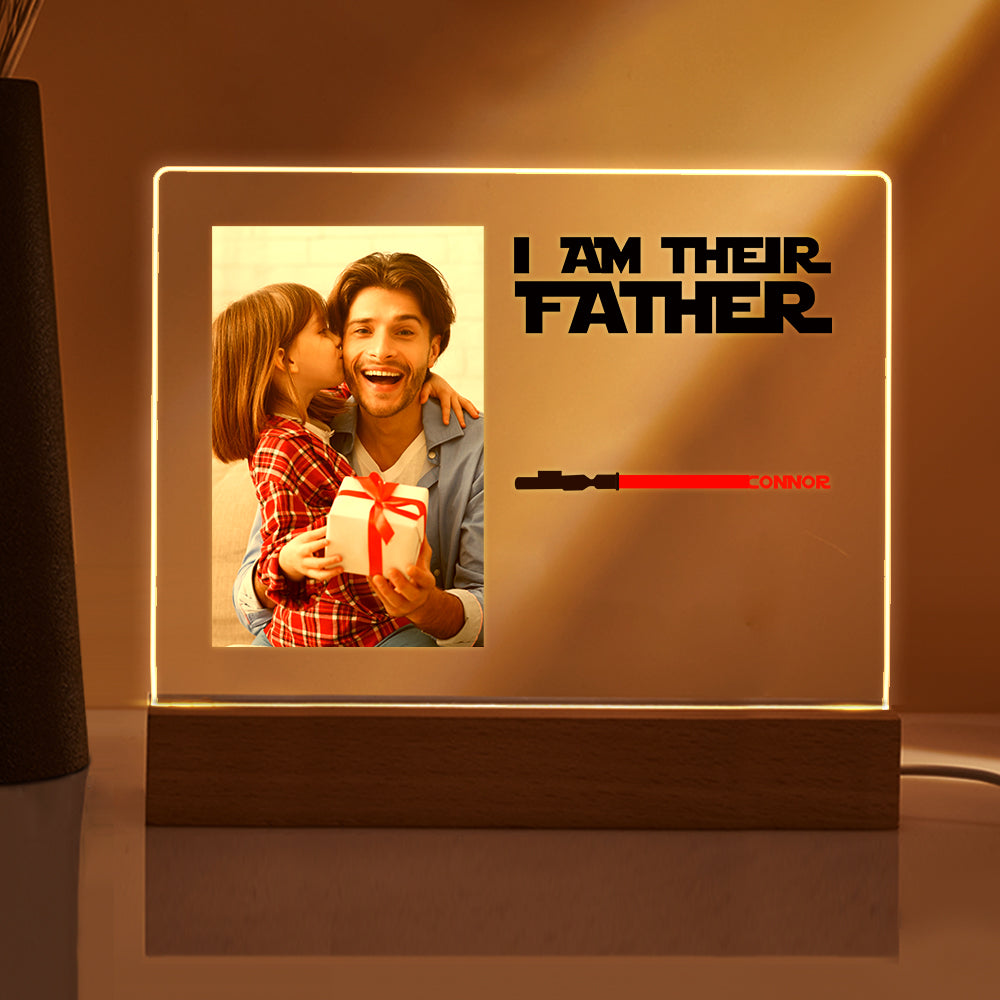 Personalized I Am Their Father Night Light Photo Acrylic Light Saber Plaque Father's Day Gifts