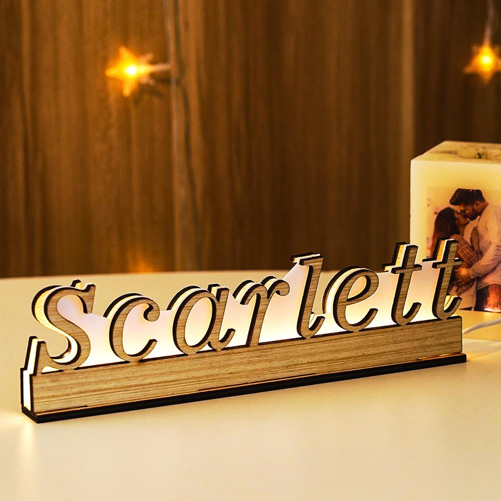 Custom Engraved Wooden Carving Name LED Lights The Best Gift For Friends