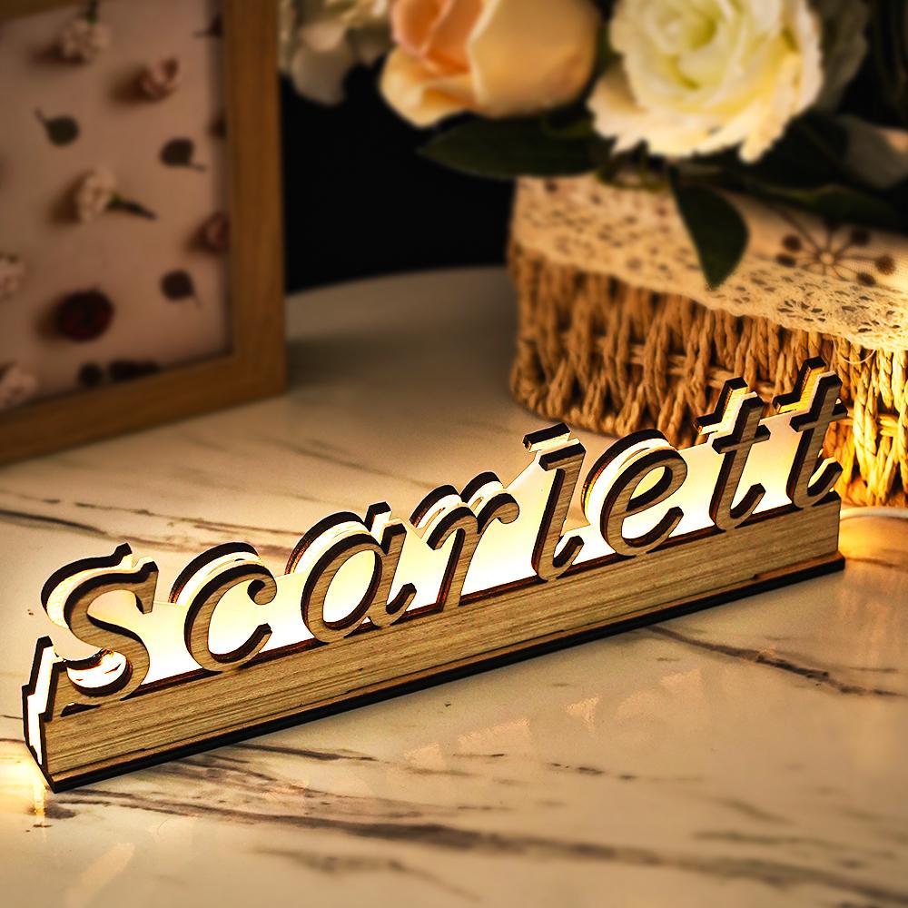 Custom Engraved Wooden Carving Name LED Lights The Best Gift For Friends