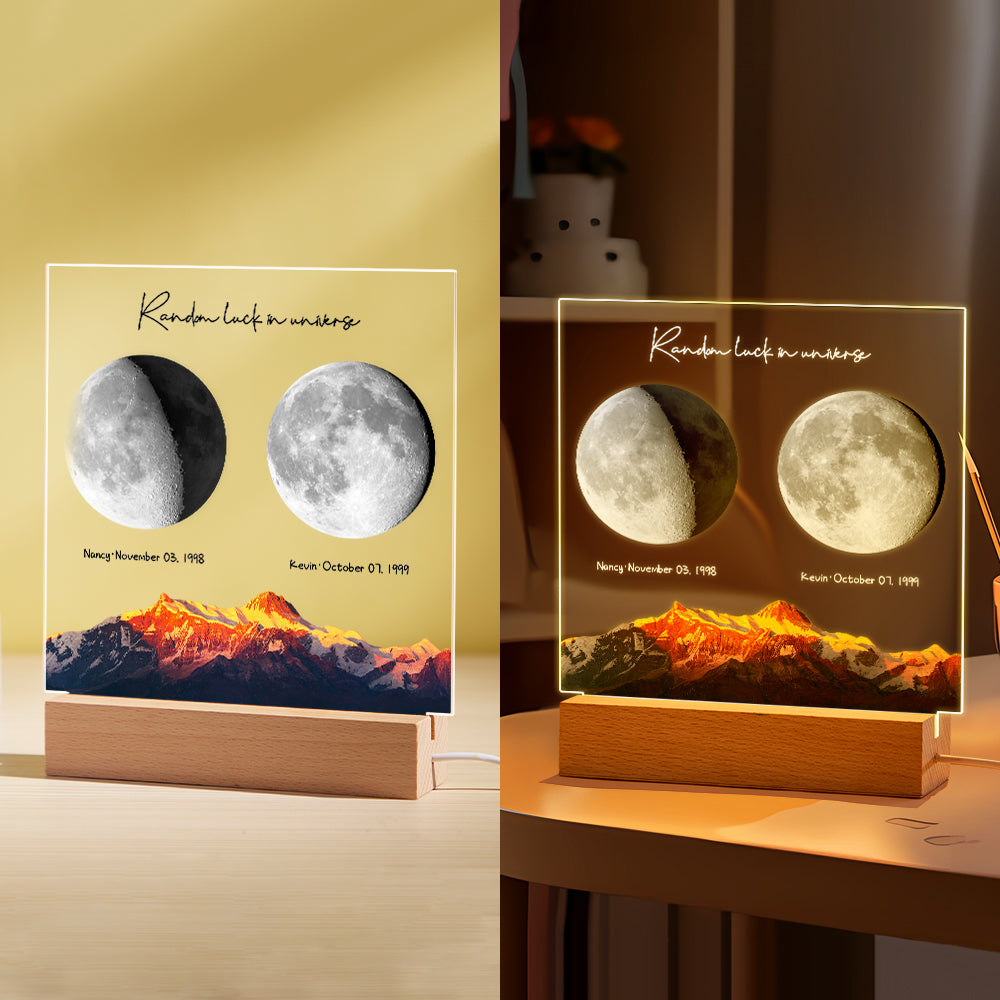 Custom Birth Moon Night Light Personalized Moon Phases LED Light for Birthday Anniversary Gifts