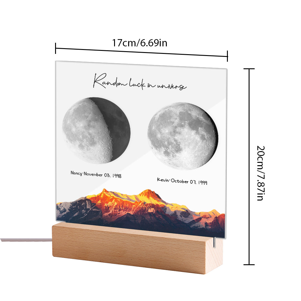 Custom Birth Moon Night Light Personalized Moon Phases LED Light for Birthday Anniversary Gifts