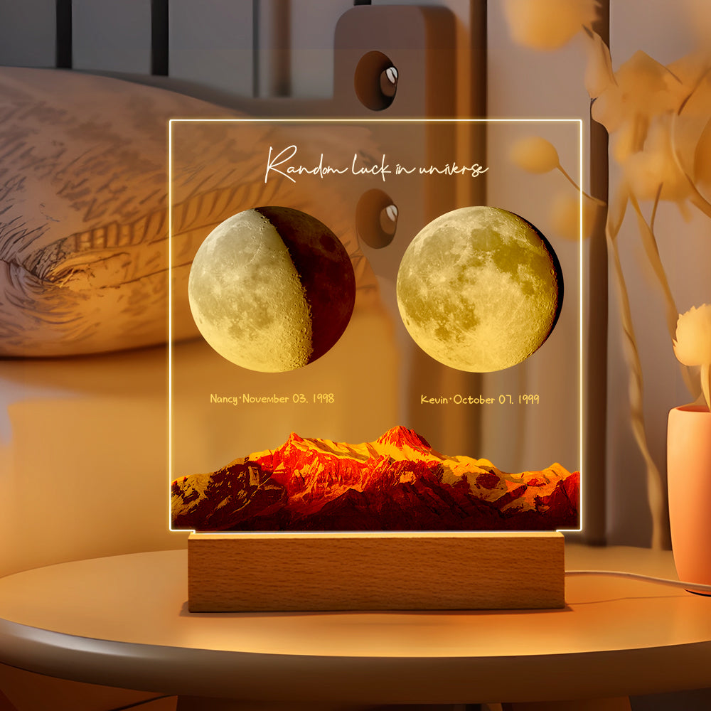Custom Birth Moon Night Light Personalized Moon Phases LED Light for Birthday Anniversary Gifts
