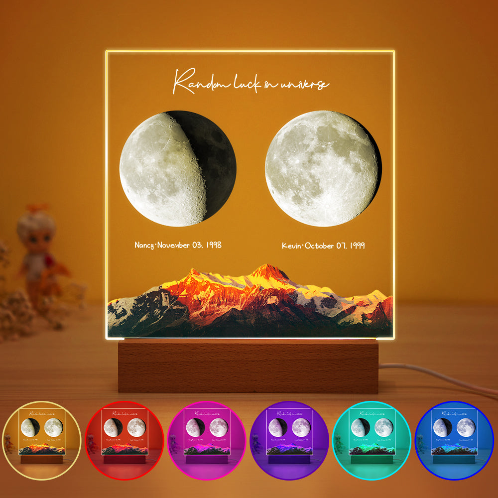 Custom Birth Moon Night Light Personalized Moon Phases LED Light for Birthday Anniversary Gifts