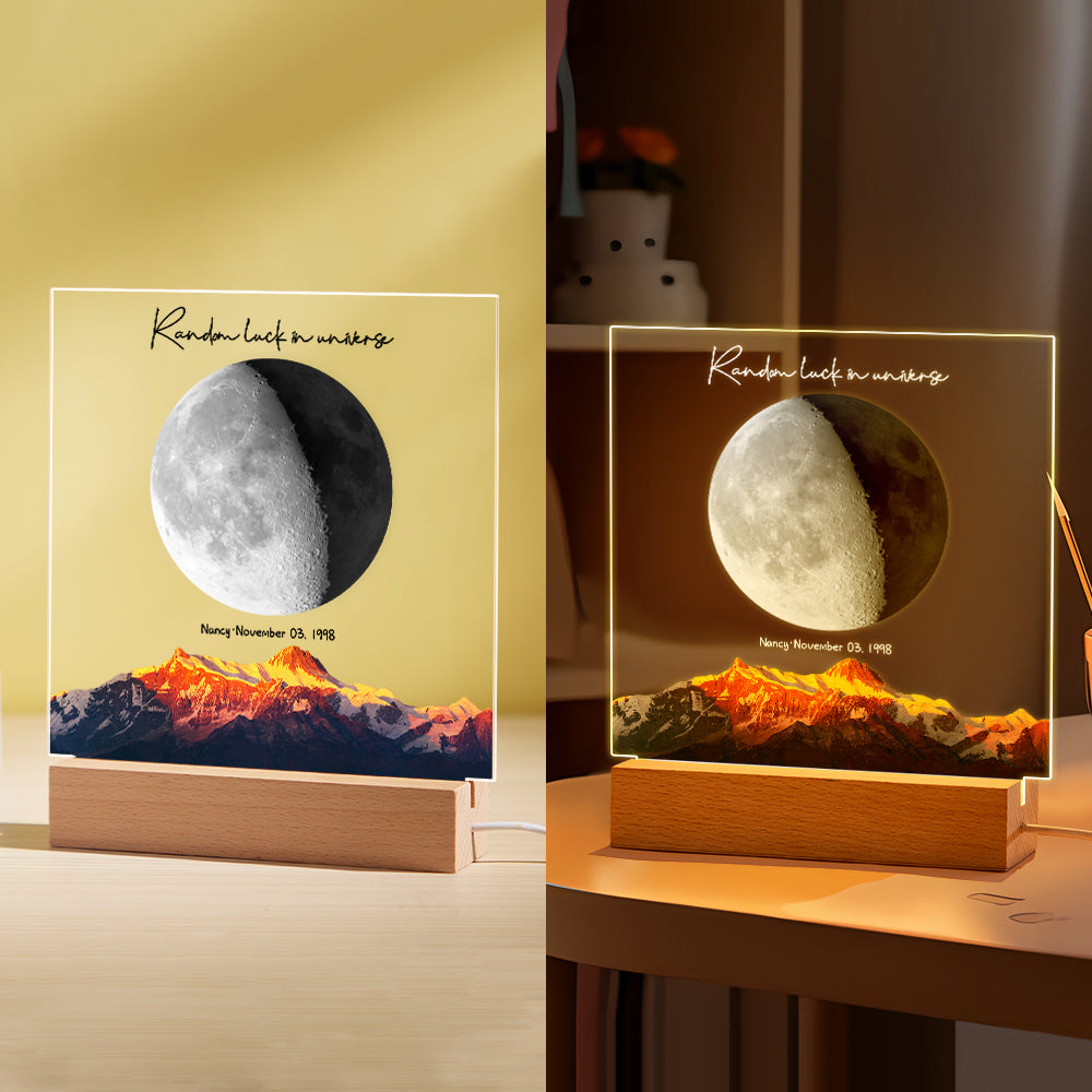 Custom Birth Moon Night Light Personalized Moon Phases LED Light for Birthday Anniversary Gifts