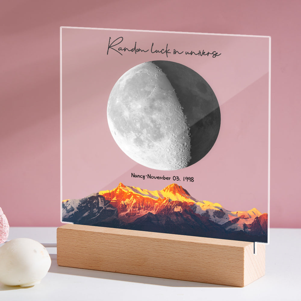 Custom Birth Moon Night Light Personalized Moon Phases LED Light for Birthday Anniversary Gifts