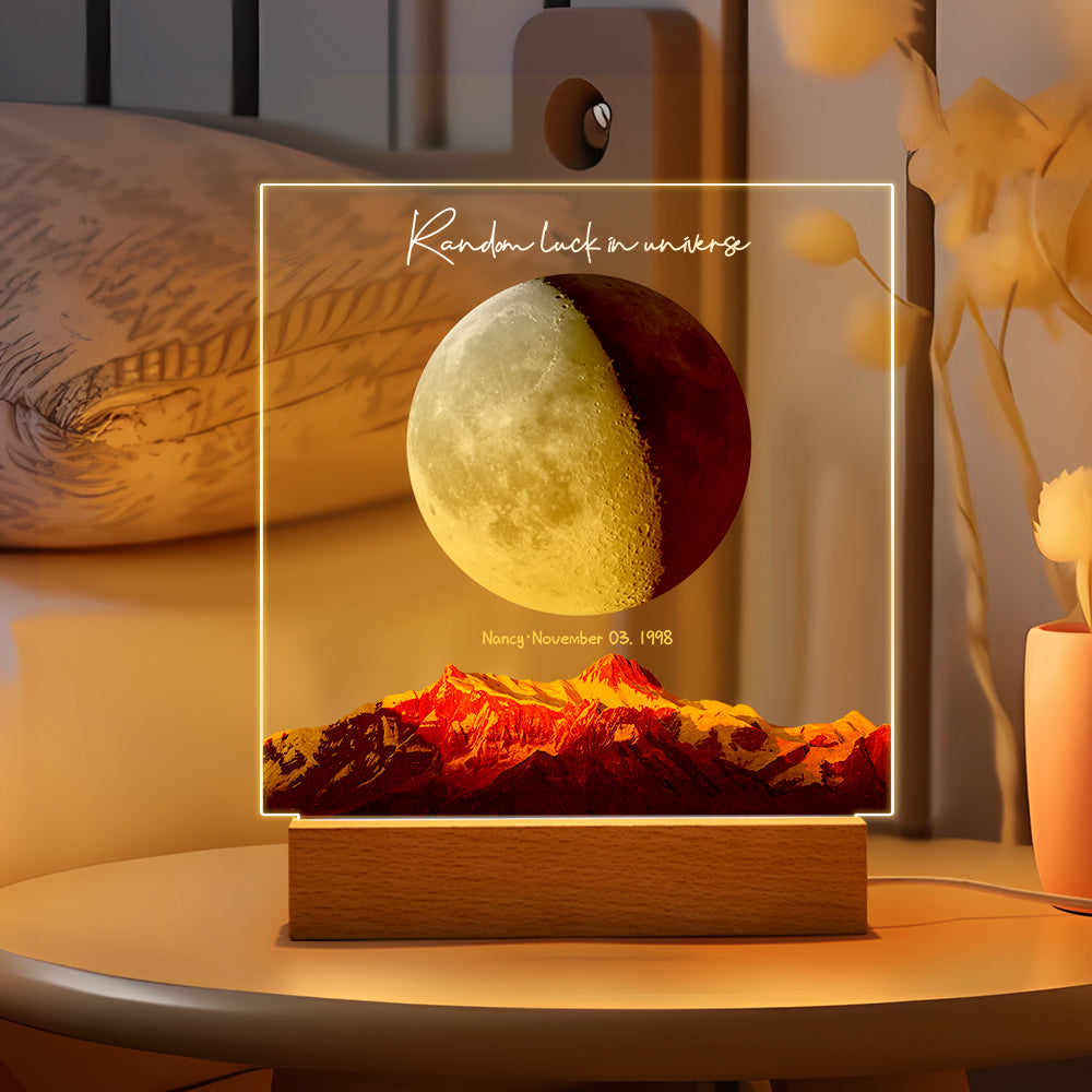 Custom Birth Moon Night Light Personalized Moon Phases LED Light for Birthday Anniversary Gifts