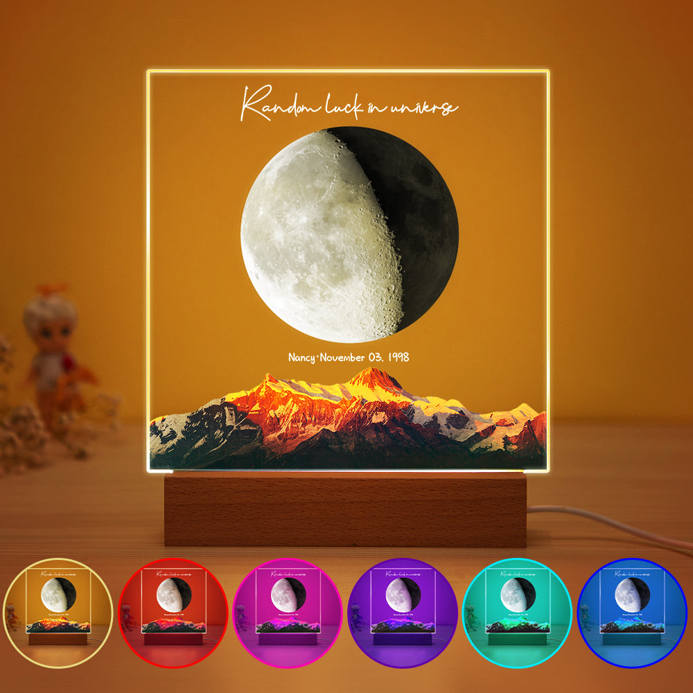 Custom Birth Moon Night Light Personalized Moon Phases LED Light for Birthday Anniversary Gifts