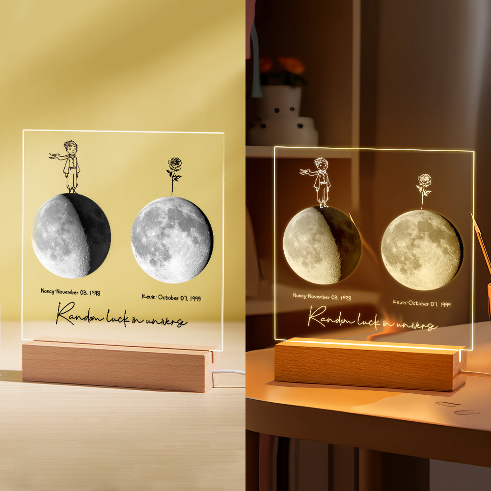 Custom Birth Moon Night Light Personalized Moon Phases LED Light for Birthday Anniversary Gifts