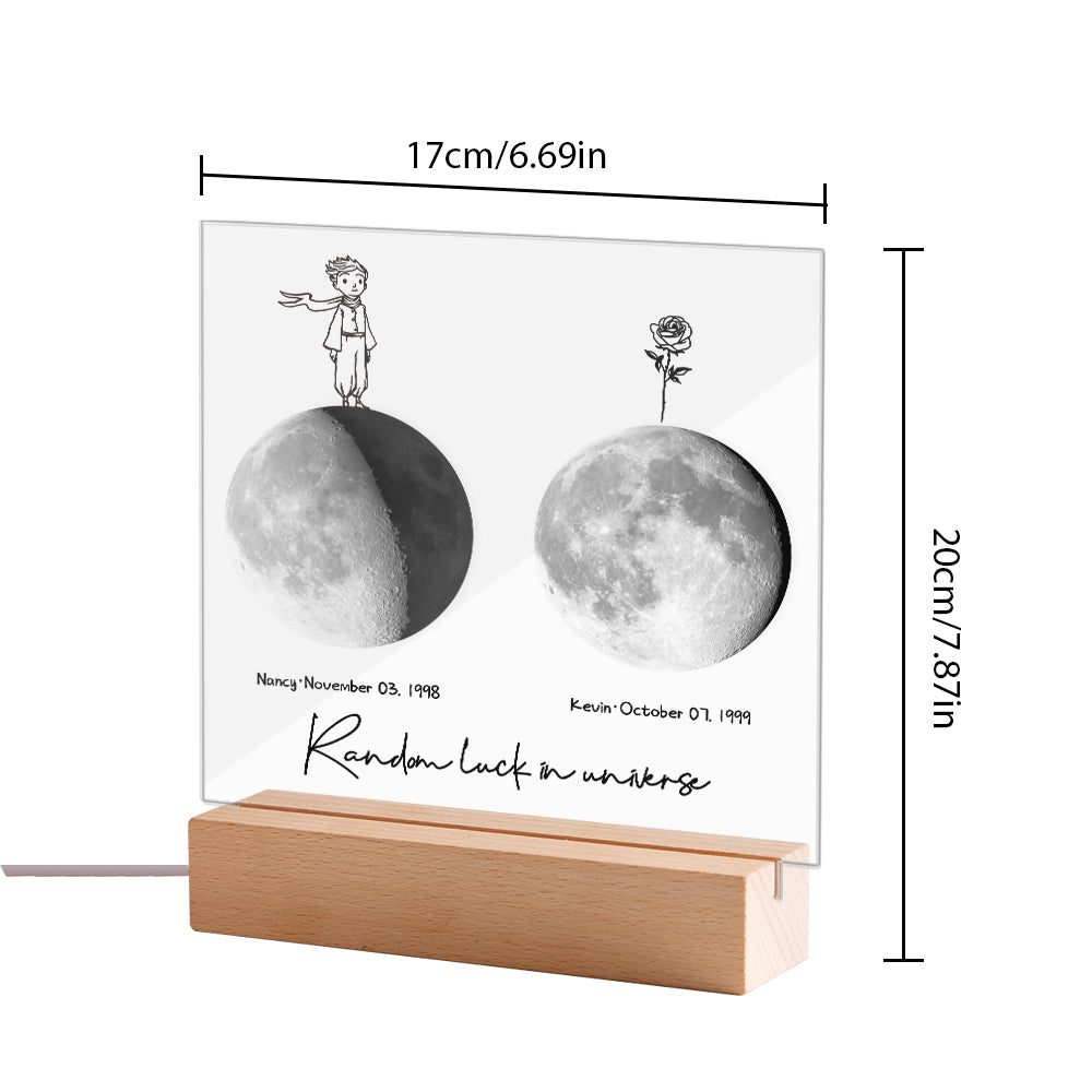 Custom Birth Moon Night Light Personalized Moon Phases LED Light for Birthday Anniversary Gifts