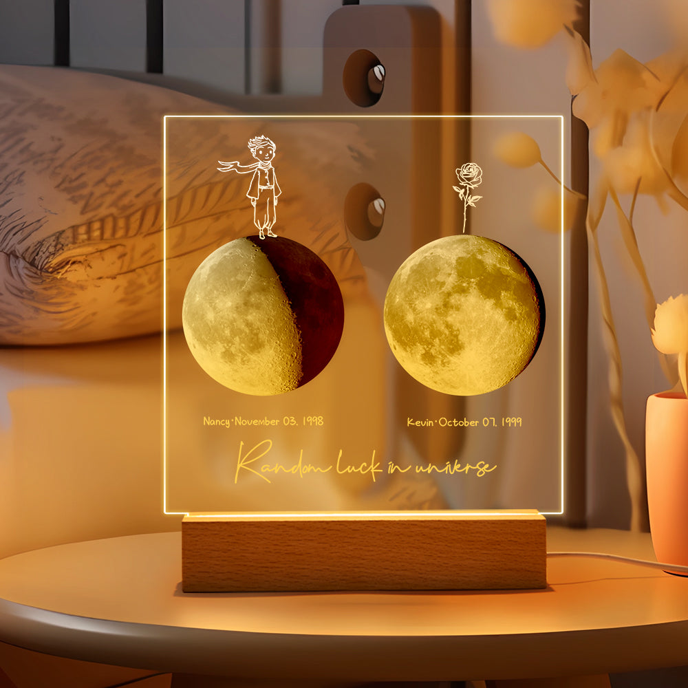 Custom Birth Moon Night Light Personalized Moon Phases LED Light for Birthday Anniversary Gifts