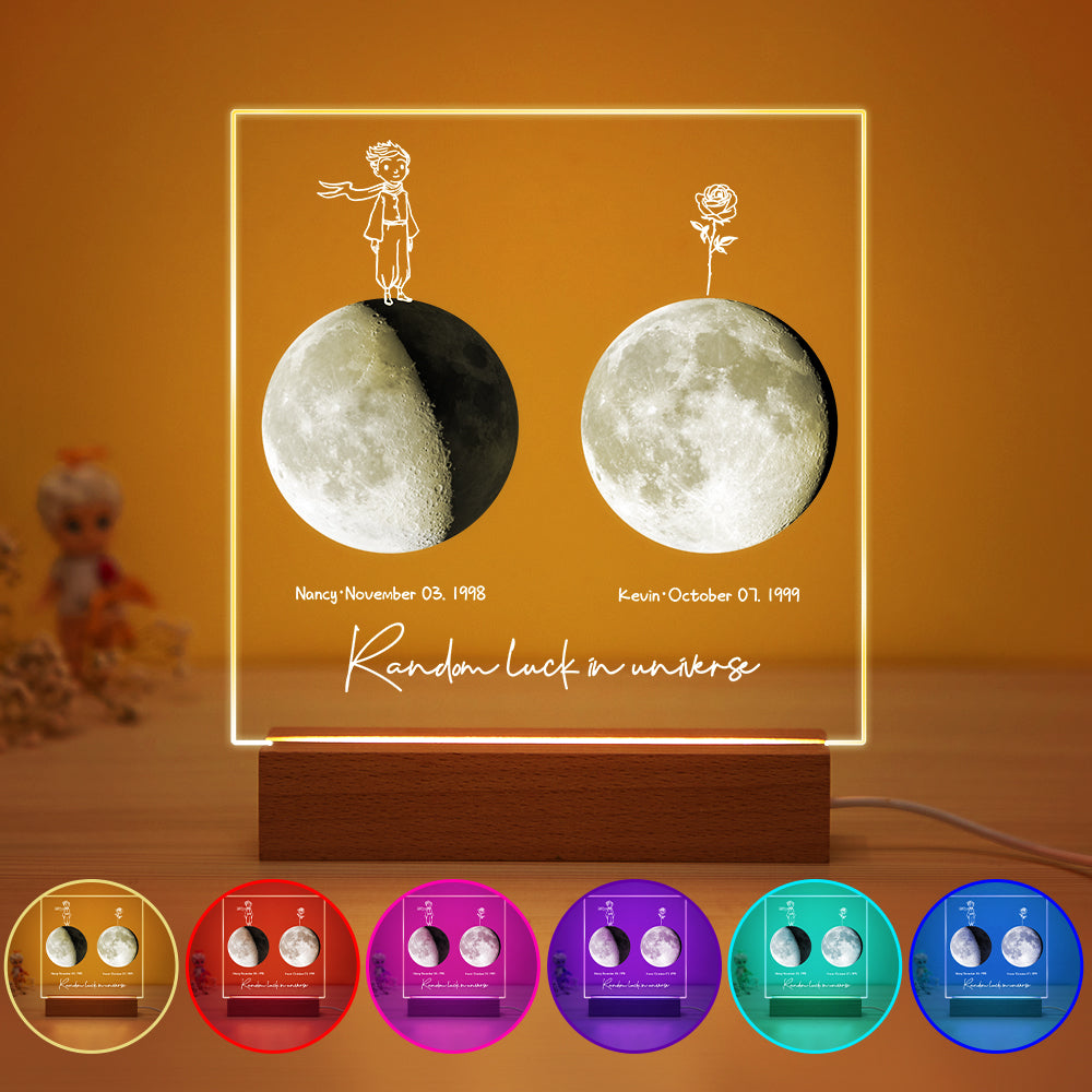 Custom Birth Moon Night Light Personalized Moon Phases LED Light for Birthday Anniversary Gifts