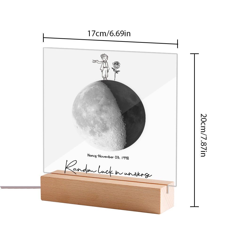 Custom Birth Moon Night Light Personalized Moon Phases LED Light for Birthday Anniversary Gifts