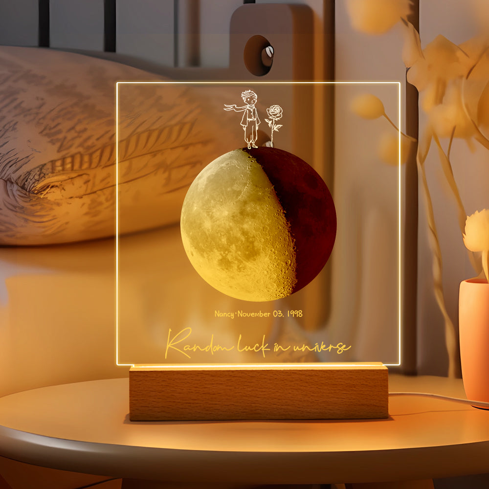 Custom Birth Moon Night Light Personalized Moon Phases LED Light for Birthday Anniversary Gifts