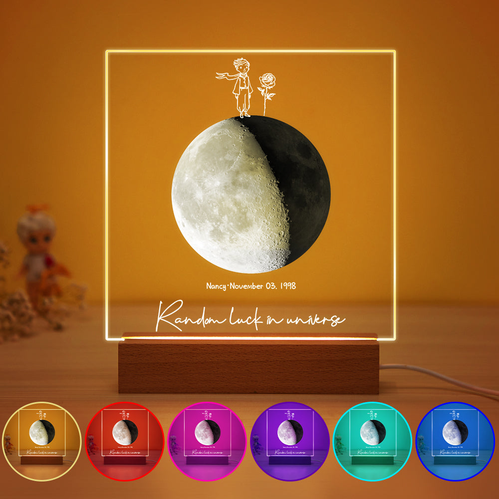 Custom Birth Moon Night Light Personalized Moon Phases LED Light for Birthday Anniversary Gifts