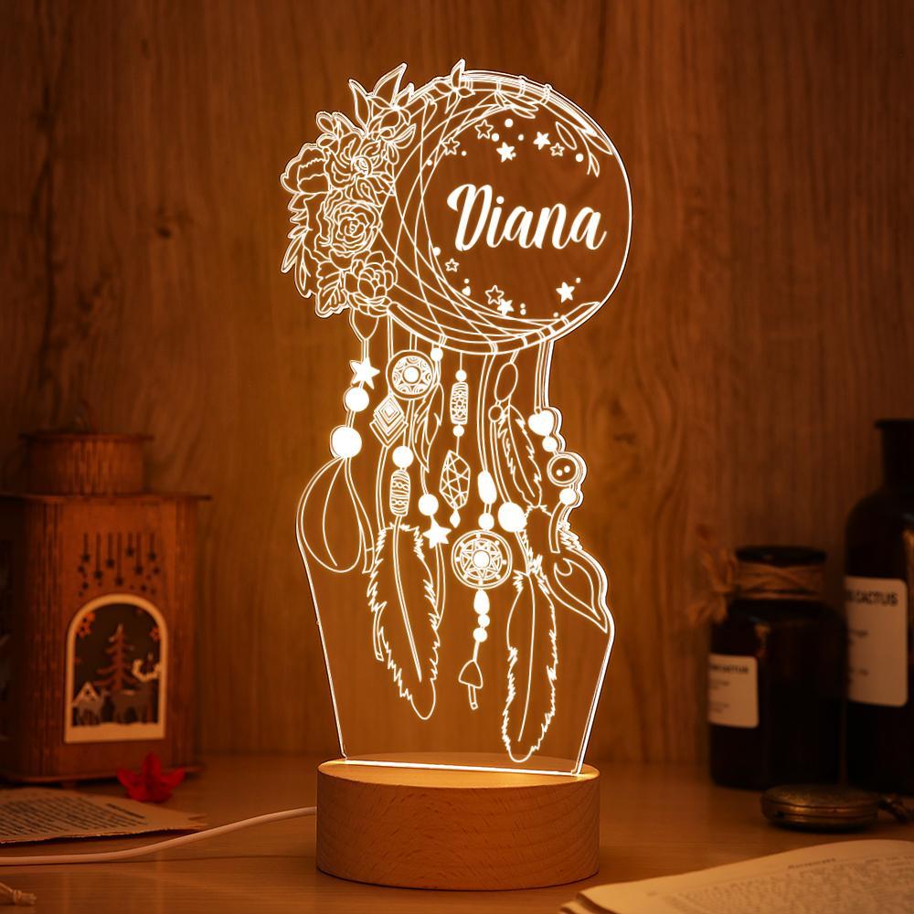 Custom Dreamcatcher Desk Bedside Lamp Custom Night Light Personalized Moon Lamp